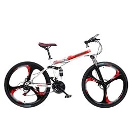JKGHK Folding Mountain Bike JKGHK Folding City Bike 26 Inch Bicycle Dual Shock Absorbers Variable Speed Disc Brake, Carbon Steel Foldable Bicycle Small Unisex Folding Bicycle, Adult Portable Bicycle City, B