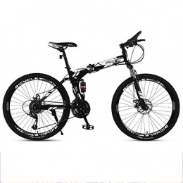 JLFSDB Bike JLFSDB Mountain Bike, 26 Inch Foldable Hard-tail Mountain Bicycles, Carbon Steel Frame, Dual Suspension Dual Disc Brake (Color : Black, Size : 24-speed)