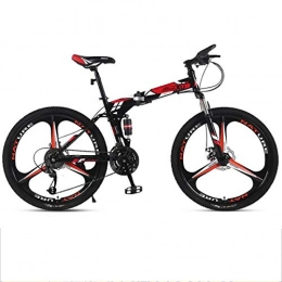 JLFSDB Folding Mountain Bike JLFSDB Mountain Bike, 26 Inch Foldable Men / Women MTB Bicycles, Carbon Steel Frame, Full Suspension Dual Disc Brake, 21 / 24 / 27-speed (Color : Red, Size : 27-speed)