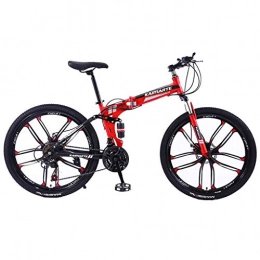 JLFSDB Bike JLFSDB Mountain Bike 26Women / Men Mountain Bicycle 21 / 24 / 27 Speeds Foldable Carbon Steel Frame Full Suspension Integral Wheel (Color : Red, Size : 24speed)