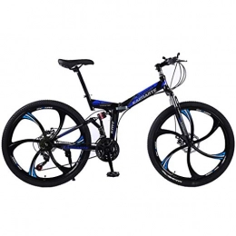 JLFSDB Folding Mountain Bike JLFSDB Mountain Bike / Bicycles 26'' Wheel Foldable Carbon Steel Frame 21 / 24 / 27 Speeds Disc Brake Dual Suspension (Color : Blue, Size : 24speed)
