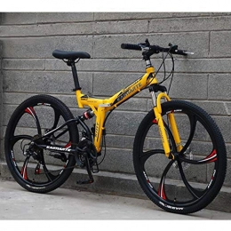 JLFSDB Bike JLFSDB Mountain Bike / Bicycles 26'' Wheel Foldable Carbon Steel Frame 21 / 24 / 27 Speeds Disc Brake Dual Suspension (Color : Yellow, Size : 24speed)