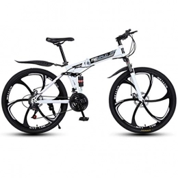 JLFSDB Bike JLFSDB Mountain Bike, Foldable Bicycles, Carbon Steel Frame, Dual Suspension And Dual Disc Brake, MTB Bike, 26inch Wheels (Color : White, Size : 21-speed)