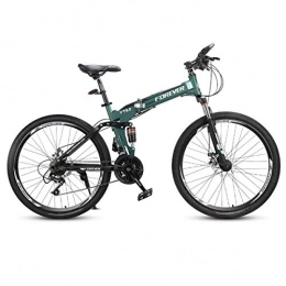 JLFSDB Folding Mountain Bike JLFSDB Mountain Bike, Foldable Hardtail Bicycles, Full Suspension And Dual Disc Brake, 26 Inch Wheels, 24 Speed (Color : Green)