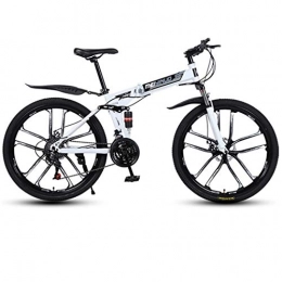 JLFSDB Folding Mountain Bike JLFSDB Mountain Bike, Foldable Mountain Bicycles, Lightweight MTB Bike, With Dual Suspension And Dual Disc Brake (Color : White, Size : 21-speed)