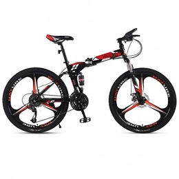 JLFSDB Bike JLFSDB Mountain Bike, Folding 26 Inch Wheels Hard-tail Mountain Bicycles, Carbon Steel Frame, Dual Suspension Dual Disc Brake (Color : Red, Size : 27-speed)