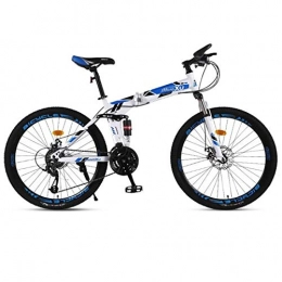 JLFSDB Folding Mountain Bike JLFSDB Mountain Bikes, 26 Inch Foldable Hardtail Mountain Bicycles, Carbon Steel Frame, Dual Disc Brake And Dual Suspension (Color : Blue, Size : 27 Speed)