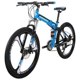 JMC Folding Mountain Bike JMC Euobike Folding Mountain Bike G4 21 Speed 26 Inches 3-Spoke Wheels Folding Bicycle (BLUE)