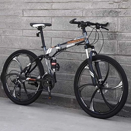 JXINGY Folding Mountain Bike JXINGY 24 Inch Mountain Bike Dual Disc Brakes High Carbon Steel Full Suspension Frame Lightweight Mini Folding Outroad Bicycles