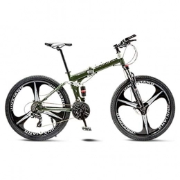 JXJ 24 Inch Mountain Bike Folding Full Suspension Mtb Bikes Double Disc Brake Bicycles, 3 Spoke, 21/24/27/30 Speed, for Men/women