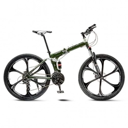 JXJ Bike JXJ Mountain Bikes, 24-inch Wheels Mountain Trail Bike, 6 Spoke 21 / 24 / 27 / 30 Speed High Carbon Steel Full Suspension Frame Folding Bicycles with Dual Disc Brakes, for Adult Teens