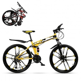 JYTFZD Bike JYTFZD WENHAO Folding adult bicycle, 26-inch hydraulic shock off-road racing, lockable U-shaped fork, double shock absorption, 21 / 24 / 27 / 30 speed (Color : Yellow)