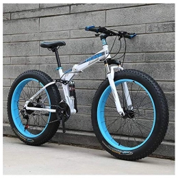 KaiKai 24-Inch Mountain Bikes, Adult Foldable Frame Bicycle, Dual Disc Brake Fat Tire Mountain Trail Bike, 21-24-27-Speed Dual Suspension All Terrain Mountain Bike,A Spokes,27speed