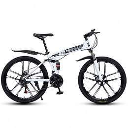 KaiKai Bike KaiKai Foldable Mountain Bike 26 Inches, Men's Mountain Bikes, High-Carbon Steel Hardtail Mountain Bike, Mountain Bicycle with Front Suspension Adjustable Seat, 27 Speed, White, six cutter wheel