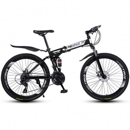 KAMELUN Bike KAMELUN Folding Mountain Bicycle Bike, 26 Inch Double Disc Brake Country Gearshift Bicycle, Adult MTB 21 Speed Dual Disc Brake with Adjustable Seat, Black, 21speed