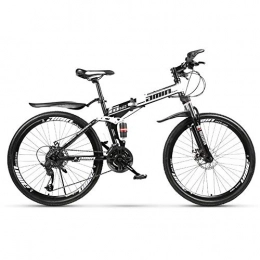 KAMELUN Bike KAMELUN Mountain Bike, Folding Bikes 26 '' Full Suspension, MTB Bike Carbon Steel Road Bike Bicyclette Mountain Bike 21 Speed, White, 21speed