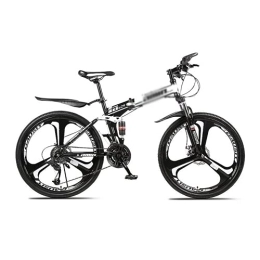 Kays Folding Mountain Bike Kays 26 In Folding Mountain Bike 21 / 24 / 27 Speed Bicycle Men Or Women MTB Foldable Carbon Steel Frame Frame With Lockable U-shaped Front Fork(Size:21 Speed, Color:White)