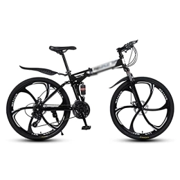 Kays Folding Mountain Bike Kays 26 In Wheel Mens Adults Mountain Bike 21 Speed Folding Carbon Steel Frame With Dual-disc Brakes(Size:24 Speed, Color:Black)