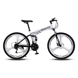Kays Folding Mountain Bike Kays 26 Inch Folded Mountain Bike Carbon Steel Frame Bicycle For Boys, Girls, Men And Women 21 / 24 / 27 Speed Gear With Mechanical Disc Brake And Lockable Suspension Fork(Size:21 Speed, Color:White)