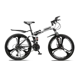 Kays Folding Mountain Bike Kays 26 Inch Mountain Bike Boys’& Men's Folding Bicycle 21 / 24 / 27 Speed Gears Fork Suspension Double Suspension System(Size:21 Speed, Color:White)