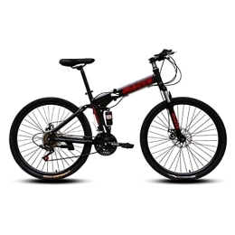 Kays Folding Mountain Bike Kays 26 Inch Mountain Bike Folding With Carbon Steel Frame 21 / 24 / 27 Speed Mountain Bicycle With Mechanical Disc Brake And Lockable Suspension Fork(Size:21 Speed, Color:Black)