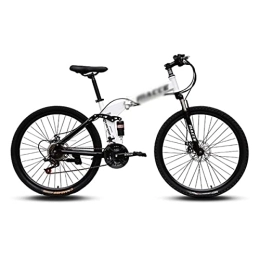 Kays Folding Mountain Bike Kays 26 Inch Mountain Bike Folding With Carbon Steel Frame 21 / 24 / 27 Speed Mountain Bicycle With Mechanical Disc Brake And Lockable Suspension Fork(Size:21 Speed, Color:White)