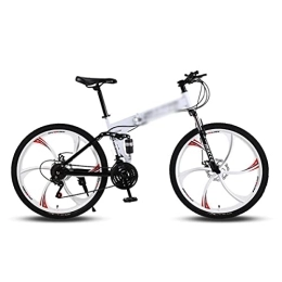 Kays Folding Mountain Bike Kays Folded Mountain Bike Steel Frame 21 / 24 / 27 Speed 26 Inch Wheels Dual Suspension Bicycle Suitable For Men And Women Cycling Enthusiasts(Size:21 Speed, Color:White)