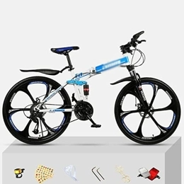 Kays Folding Mountain Bike Kays Folding Mountain Bike 21 / 24 / 27 Speed 26 Inches Wheels Dual Disc Brake Steel Frame MTB Bicycle For Men Woman Adult And Teens(Size:21 Speed, Color:Blue)