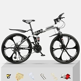 Kays Folding Mountain Bike Kays Folding Mountain Bike 21 / 24 / 27 Speed 26 Inches Wheels Dual Disc Brake Steel Frame MTB Bicycle For Men Woman Adult And Teens(Size:21 Speed, Color:White)