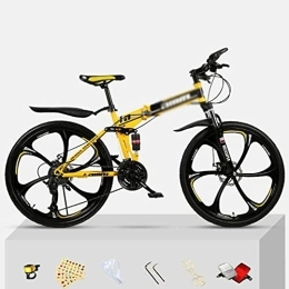 Kays Folding Mountain Bike Kays Folding Mountain Bike 21 / 24 / 27 Speed 26 Inches Wheels Dual Disc Brake Steel Frame MTB Bicycle For Men Woman Adult And Teens(Size:21 Speed, Color:Yello)
