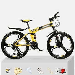 Kays Folding Mountain Bike Kays Folding Mountain Bike 21 / 24 / 27 Speed Bicycle Front Suspension MTB Foldable Carbon Steel Frame 26 In 3 Spoke Wheels For A Path, Trail & Mountains(Size:21 Speed, Color:Yello)
