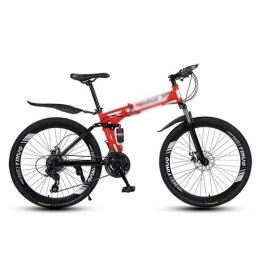 Kays Folding Mountain Bike Kays Folding Mountain Bike 21 / 24 / 27 Speed Carbon Steel Frame 26 Inches 3 Spoke Wheel Dual Suspension Bike For Boys Girls Men And Wome(Size:21 Speed, Color:Red)