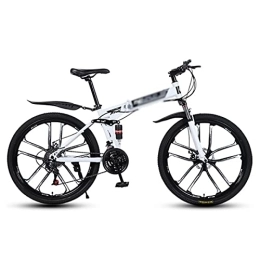 Kays Folding Mountain Bike Kays Folding Mountain Bike 21 Speed Bicycle 26 Inches Mens MTB Disc Brakes Bicycle For Adults Mens Womens(Size:24 Speed, Color:White)