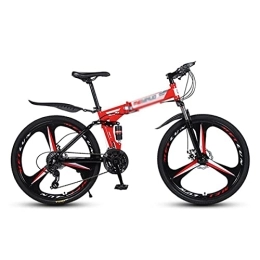 Kays Folding Mountain Bike Kays Folding Mountain Bike 21 Speed Dual Disc Brake 26 Wheels Suspension Fork Mountain Bicycle For Men Woman Adult And Teens(Size:21 Speed, Color:Red)