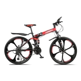 Kays Folding Mountain Bike Kays Folding Mountain Bike 26 Inch Wheels Bicycle Carbon Steel Frame 21 / 24 / 27 Speed MTB Bike With Daul Disc Brakes For Men Woman Adult And Teens(Size:24 Speed, Color:Red)