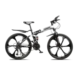 Kays Folding Mountain Bike Kays Folding Mountain Bike 26 Inch Wheels Bicycle Carbon Steel Frame 21 / 24 / 27 Speed MTB Bike With Daul Disc Brakes For Men Woman Adult And Teens(Size:24 Speed, Color:White)