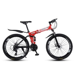 Kays Folding Mountain Bike Kays Folding Mountain Bike 26 Inch Wheels With Double Shock Absorber Design 21 / 24 / 27 Speeds With Dual-disc Brakes For A Path, Trail & Mountains(Size:21 Speed, Color:Red)