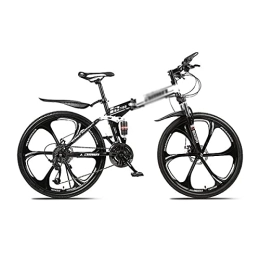 Kays Folding Mountain Bike Kays Folding Mountain Bike Carbon Fiber Mountain Bicycle 26" MTB Bicycle 21 / 24 / 27-Speed Dual Suspension With Lockable Shock-absorbing Front Fork(Size:27 Speed, Color:White)
