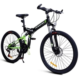 Kays Folding Mountain Bike Kays Mountain Bike, 24 / 26 Inch Foldable Mountain Bicycles 24 Speeds Lightweight Carbon Steel Frame Disc Brake Front Suspension (Color : Green, Size : 26'')