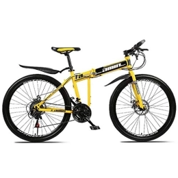 Kays Folding Mountain Bike Kays Mountain Bike, 26'' Inch Foldable Bicycles 21 / 24 / 27 Speeds Women / Men MTB Lightweight Carbon Steel Frame Front Suspension (Color : Yellow, Size : 21speed)