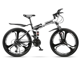 Kays Folding Mountain Bike Kays Mountain Bike, Carbon Steel Frame Foldable Hardtail Bicycles, Dual Suspension And Dual Disc Brake, 26 Inch Wheels (Color : White, Size : 21-speed)