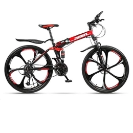 Kays Folding Mountain Bike Kays Mountain Bike, Foldable Hardtail Bicycles, Dual Disc Brake And Double Suspension, Carbon Steel Frame (Color : Red, Size : 21-speed)