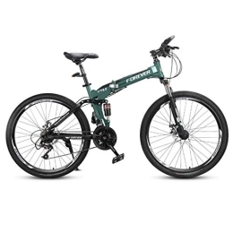 Kays Folding Mountain Bike Kays Mountain Bike, Foldable Hardtail Bicycles, Full Suspension And Dual Disc Brake, 26 Inch Wheels, 24 Speed (Color : Green)