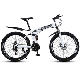Kays Bike Kays Mountain Bike, Full Suspension Foldable MTB Bicycles, Dual Suspension And Dual Disc Brake, 26inch Spoke Wheels (Color : White, Size : 24-speed)