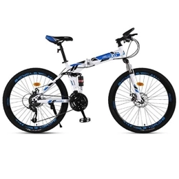 Kays Folding Mountain Bike Kays Mountain Bikes, 26 Inch Foldable Hardtail Mountain Bicycles, Carbon Steel Frame, Dual Disc Brake And Dual Suspension (Color : Blue, Size : 21 Speed)