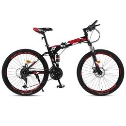 Kays Folding Mountain Bike Kays Mountain Bikes, 26 Inch Foldable Hardtail Mountain Bicycles, Carbon Steel Frame, Dual Disc Brake And Dual Suspension (Color : Red, Size : 21 Speed)