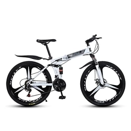 Kays Folding Mountain Bike Kays MTB Folding 21 / 24 / 27 Speed 26 Inches Wheels Mountain Bike Carbon Steel Frame With Dual-disc Brakes And Double Shock Absorber(Size:21 Speed, Color:White)