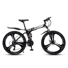 Kays Folding Mountain Bike Kays MTB Folding 21 / 24 / 27 Speed 26 Inches Wheels Mountain Bike Carbon Steel Frame With Dual-disc Brakes And Double Shock Absorber(Size:24 Speed, Color:Black)