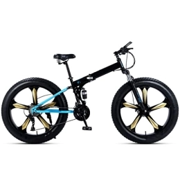 KDHX Folding Mountain Bike 26 Inch 30 Speed Soft Tail Frame High Carbon Steel Frame Double Disc Brake Outroad Bicycle for Adult (Color : Black and yellow - three knife wheel)