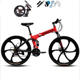 KEMANDUO Bike KEMANDUO Adult mountain bike, 26 six-inch orange double cutter wheel disc brake, and a double damper adjustment of the seat folding bicycle MTB, 27 speed